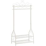 SONGMICS Vintage Clothes Stand and Rack with Garment Rail and 2 metal shelves 92 x 41 x 173 cm (W x D x H) Cream HSR07W