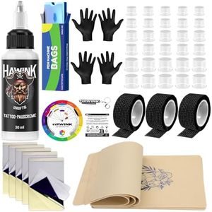 HAWINK Tattoo Practice Skins 3MM with Transfer Paper Thick Fake Skin 5Pcs Tattoo Papers and 5Pcs Double Sided Blank,Tattoo Pen Covers*100,color wheel card Other accessories TC637KIT