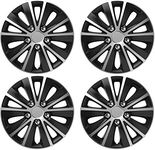 UKB4C 13" 14" 15" 16" Alloy Look Black & Silver Stripe Multi-Spoke Wheel Trims Hub Caps Covers Protectors (14")