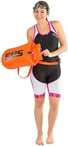 SLS3 Swim Buoy for Open Water with Dry Bag - 20L Lightweight Floating Device with Built-In Waterproof Swimming Bag for Swimmers - Highly Visible Ocean Tow Float with Adjustable Waist Straps