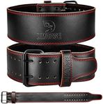 DMoose Weight Belts for Lifting Men Genuine Leather for Men & Women, 4 Inch Wide, Adjustable Buckle, 5MM Thick for Weightlifting, Workout, Gym, Squat, Deadlift, Great Lower Back Support (Black/Red XL)