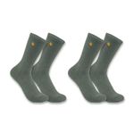 Carhartt Men's Force Midweight Crew Sock 2 Pack Work, Dusty Olive, Large (Pack of 2)