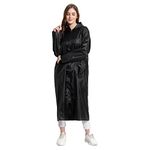 VORDVIGO Women's Nylon Standard Length Solid Rain Coat/Overcoat With Hoods And Side Pockets, 100% Waterproof Raincoat, Size-XL, Color-Black, Free Size