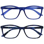 The Reading Glasses Company Bright Blue & Tortoiseshell Readers 2 Pack Large Mens Spring Hinges RR51-33T +1.00