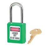 Master Lock 410GRN Green 410 Zenex Safety Padlock with Short Body, 1/4" x 1-1/2" Shackle (Pack of 1)