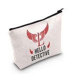 LEVLO Lucifer TV Show Cosmetic Make Up Bag Lucifer Morningstar Gift Hello Detective Lucifer Makeup Zipper Pouch Bag For Women Girls, Hello Detective, Make Up Bag