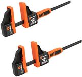 GreatNeck 74291 12-Inch Precision Bar Clamps, Sliding Bar Clamp, Carpenter Clamp, Wood Clamps for Woodworking, Twist Locking Mechanism, Orange, 2 Pack