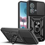 MoreFit Case For Shock Proof with Slide Camera Cover Robotic Sliding Camera Window Shockproof Ring Case, Heavy Duty Bumper Case with Kickstand for Motorola Edge 40 Neo 5G / Moto Edge 40 Neo 5G - Black