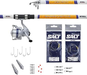 Mitchell Neuron Surf Combo Set, Fishing Rod and Reel Combo with Lures, Ready to Go Fishing, Spinning Combos, Sea - Surfcasting Fishing,Unisex, White/Silver/Orange, 4.2m | 80-150g