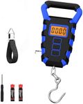 ORIA Digital Fishing Scale with Gripper, Luggage Scales with Hook, Portable Hanging Scale, 110lb/50kg Weight Max, Built-in 38" Tape Measure, Backlit LCD Display, Lb/Oz/Kg Mode, Blue