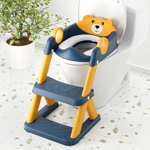 COOSEYA Toilet Seat, Potty Training Toilet Seat for Toddler, Upgrade Potty Training Toilet 2 in 1 Toilet Seat for Boys Girls,Waterproof Soft Mat Non-Slip Step Stool