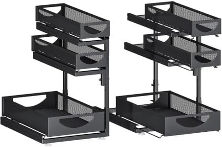 Under Sink Organizer, 2-Pack 3-Tier Pull Out Cabinet Organizers and Storage