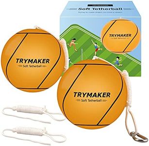 Trymaker Tetherball, 2 Set in 1 Tether Balls and Rope Set for Kids,Replacement Tetherball for Adults Backyard Outdoors