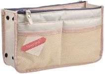 Vercord Updated Purse Handbag Organizer Insert Liner Bag in Bag 13 Pockets Milky Beige Medium