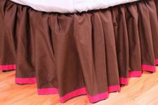 Bacati Valley of Flowers Brown with Fuschia Band Queen Bed Skirt