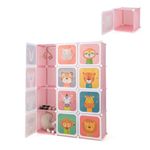 Maxmass Kids Clothes Closet, 8/12 Cube Children Portable Wardrobe with Hanging Sections, DIY Modular Storage Organizer for Kindergarten, Nursery, Bedroom (Pink,109 x 37 x 145 cm)