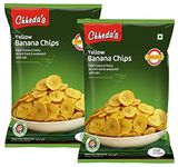 Chheda's - Yellow Banana Chips - Banana Wafers - Crispy Chips - Tasty Yummy Snacks - 300 Gm Pack of 2