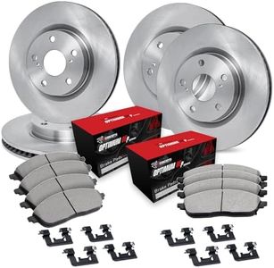 R1 Concepts Front and Rear Brake Kit For 2021-2024 Chrysler Grand Caravan, 2017-2024 Chrysler Pacifica| Blank Brake Rotors| Optimum OEP Brake Pads and Rotors Kit| Hardware included