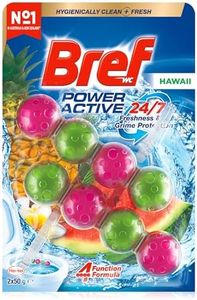 Bref Power Active with 4 Function Formula Toilet Foaming Cleanser (2x 50g), Toilet Freshener with Hawaii Scent, Hanging Toilet Bowl Cleaner to Deep Clean Toilet