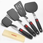 Silicone Spatula Turner Set of 4 with Longer Handle, Heat Resistant Cooking Utensils for Nonstick Cookware, Flexible Kitchen Spatulas for Egg, Pancake, Fish, Burger, BPA Free