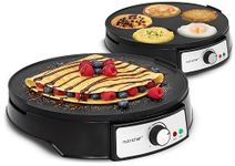 NutriChef Pancake Maker Electric Crepe Machine – Non-Stick Reversible 30 cm Hot Plate with Temperature Control & LED Light, Cook Crepes, Eggs, Omelettes | Includes Batter Spreader & Wooden Spatula