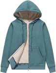 Flygo Women Winter Hoodies Zip Up Fleece Sherpa Lined Warm Sweatshirts Jacket(BeanGreen-L)