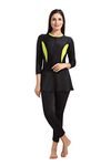 ROVARS RRovars Womenââ‚¬â„¢s Swimming Costume with Removable Chest Pads I Frock Style with Front Zipper (Black Lemon; XL)