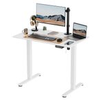 VonHaus Electric Standing Desk, Height Adjustable Sit Stand Desk w/Anti-Collision & Height Preset Technology, Cable Management & USB-C Charging, 100x60cm, Two Piece White Desktop & Frame