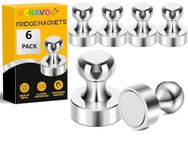 UCRAVO Fridge Magnets for Whiteboard, 6Pcs Strong Magnets for Whiteboard, Refrigerator Magnets Neodymium Push Pins Magnets for Office Magnets, Whiteboard Magnets, at School, Classroom, Kitchen