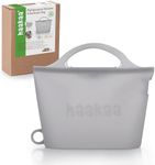 Haakaa Silicone Microwave Steamer & Steriliser Bag, Reusable Silicone Steaming Bags for Baby Bottles, Breast Pump, Accessories, Pacifiers and Teethers, Great for Home and On-The-Go, Grey/1PC (1250ml)