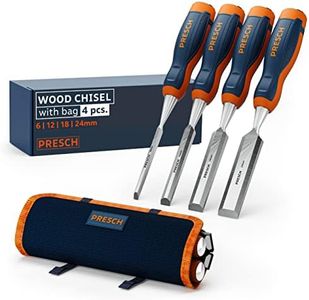 Presch Chisel Set for Wood 4 pc. with Bag - Sharp Chisel Set (6, 12, 18, 24mm) - Professional firmer Chisel Set with 25° Angle - Finished Ground Wood Chisel