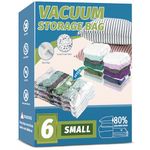 Space Saver Bags, Vacuum Storage Bags, Compression for Blankets and Bedding, Clothes Sealer Storage, No Pump Included (Pack of 6, Small Size)