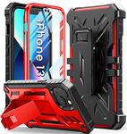 for iPhone 13-14 Case Protective Cover: Heavy Duty Military Grade Hard Protection with Belt Clip | Shock Proof Grip Durable Design iPhone 13 Cell Phone Case with Built-in Kickstand