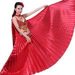 Wuchieal Women's 2 Sticks & Belly Dance Costume Angle Isis Wings (Red)