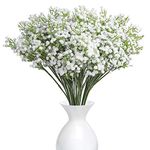 YSBER 12 Pack Baby Breath/Gypsophila Artificial Fake Silk Plants Wedding Party Decoration Real Touch Flowers DIY Home Garden(White)