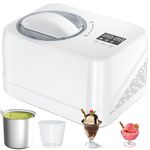 Ice Cream Maker with Compressor, 1L No Pre-freezing Ice Cream Machine, 3 in 1, with Measuring Cup/Scraper/Recipe, Homemade Ice Cream/Gelato