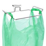 KolorFish Stainless Steel Trash Bag Holder for Kitchen Cabinets Doors and Cupboards, Under Sink Bag Holder, Garbage Bag Rack (Silver)