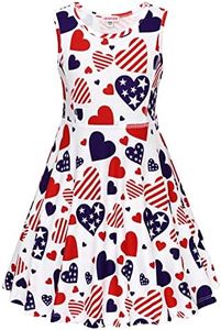 JESKIDS Little Girls Unicorn Dress Sleeveless Casual Twirl Dresses Print Sundress Heart 8-9 Years