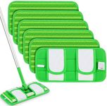 6 Pack Reusable Floor Mop Pads Compatible with Swiffer Sweeper Mop, Washable Swiffer Wet Pads Heavy Duty Microfiber Dry Sweeping Cloths Refills for All Purpose Floor Cleaning Mopping, Green