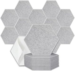 12 Pack Hexagon Acoustic Panels 14.17"X12.4"X0.35" Self-Adhesive High Density Sound Absorbing Panels Sound for Wall Panels in Home Office Reccording Room Studio（Silver Gray）