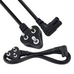 Storite 1.5 Meter 2 Pin 90 Degree Power Cord Cable 18AWG for Laptop Adapter/Camera/Printer/Charger Black