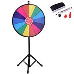 GYMAX 18"/24" Color Prize Wheel 14 Slots Dry Eraser Trade Show Fortune Win Colorful Spin Party Pub Tradeshow Game (24" Tripod Stand)