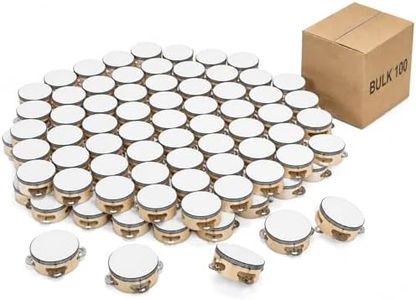 2026 New100-Pack 4" Mini Blank Tambourines – Wooden Handheld Percussion Instruments with 3 Metal Jingles for DIY Wedding Favors, Church Worship, Classroom Music, Birthday Parties & Group Activities