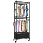 VyGrow Clothes Rack, Clothes Racks for Hanging Clothes, 4 Tiers Adjustable Closet Organizer System with Drawer | Double Rods | Side Hooks | Load 445lbs | mothers day gifts