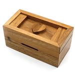 BSIRI Secret Wooden Puzzle Box Compartment, 7.2 x 14.5 x 6.8 Centimeters