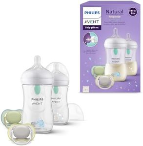 Philips Avent Natural Response Baby Gift Set: 2 Anti-Colic Bottles 260 ml with T3, 1 m+ Teats, 2 Ultra Air Soothers (Model SCD657/12)