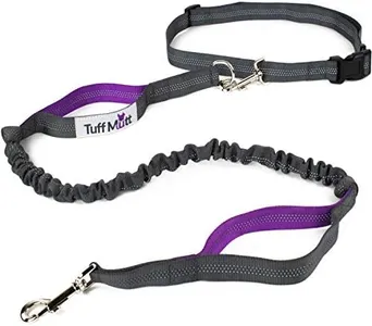 Tuff Mutt Hands Free Dog Leash, A Dog Running Leash for Dogs That Makes A Great Waist Leash for Dog Walking, Double Handle Bungee Dog Leash with Reflective Stitching and Adjustable Dog Walking Belt
