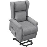 HOMCOM Electric Lift Chair Stand Assist Recliner Armchair Sofa Comfortable Padded Linen Fabric Functional w/Remote Control Versatile Use - Grey