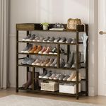 Mafalion Bamboo Shoe Rack for Closet 6 Tier Shoe Storage Organizer Entryway Tall Shoe Shelf with Storage Box Wooden Rustic Brown