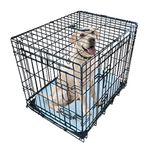 Ellie-Bo Black Deluxe Large 36-inch Folding 2-Door Dog Cage/Crate with Metal Tray and Dog Bed Mat